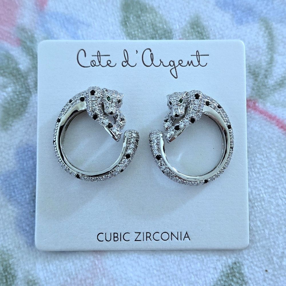 Cote d'Argent Circular Silver🤍 Cheetah Earrings - NWT